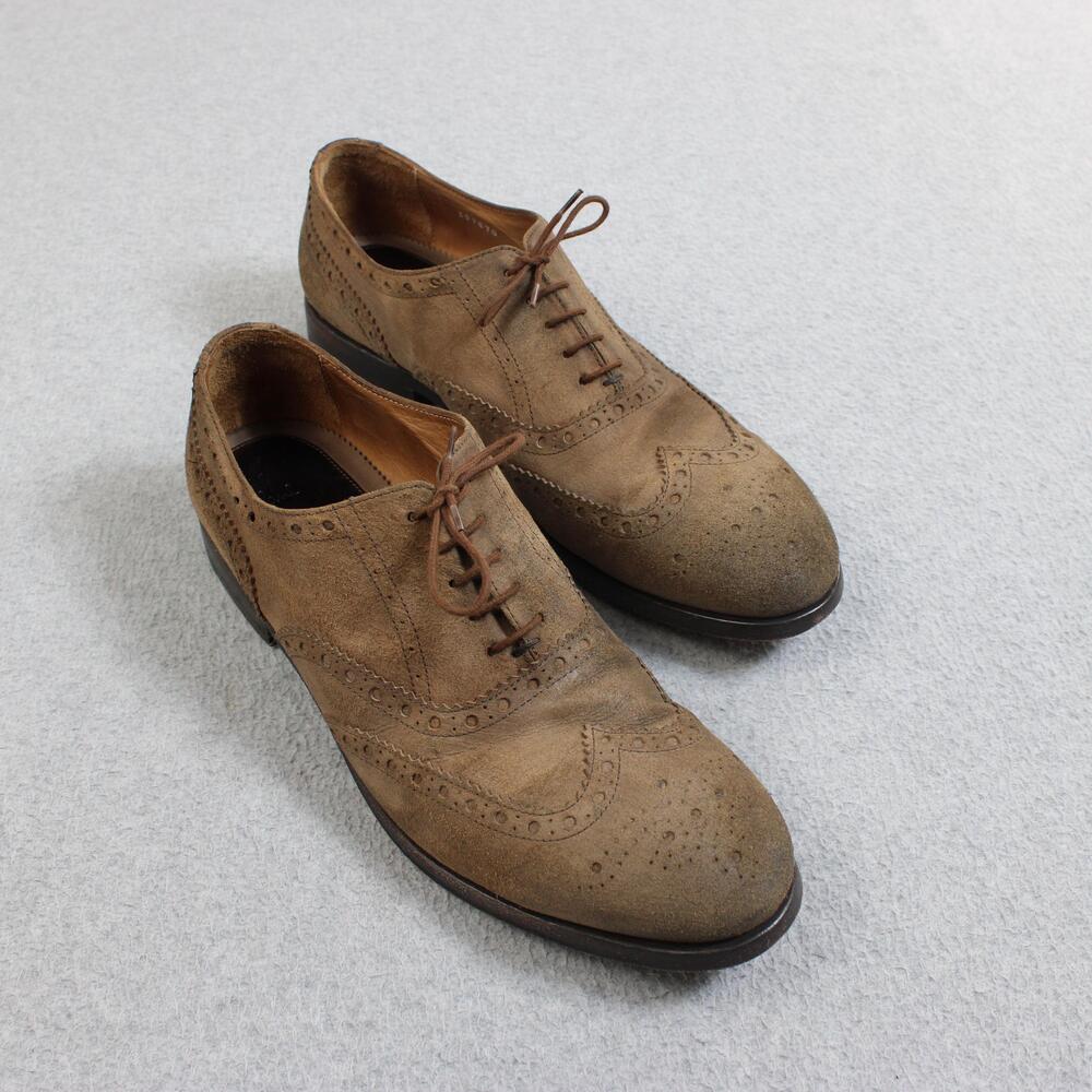 Paul Smith Shoes Mens 9.5 Brown Suede Dress Brogue Wingtip Made Italy Heritage